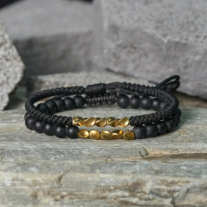 Buddha Stones Braccialetto in rame con perline di pietra naturale satinata (2 pezzi) - image 10