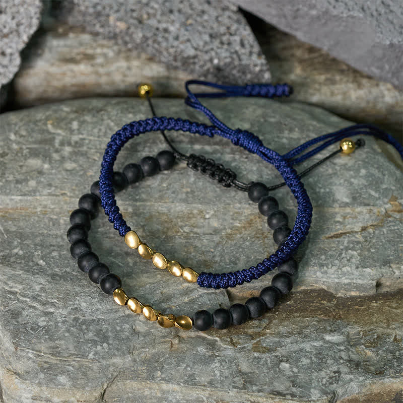 Buddha Stones Braccialetto in rame con perline di pietra naturale satinata (2 pezzi) - image 8