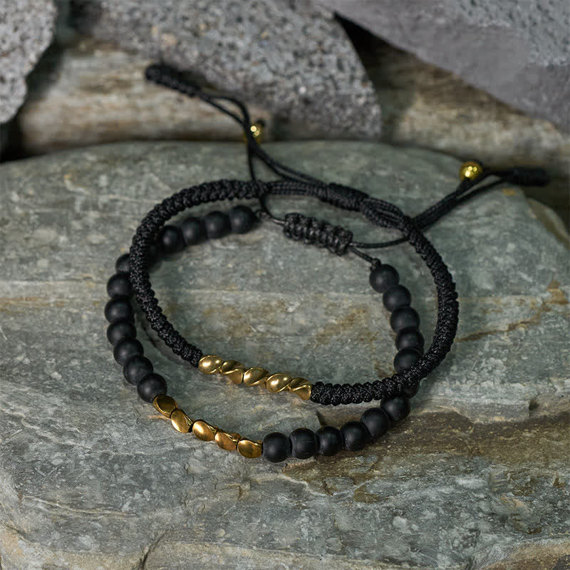 Buddha Stones Braccialetto in rame con perline di pietra naturale satinata (2 pezzi) - image 12