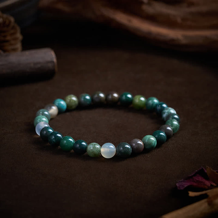 Buddha Stones Bracciale di protezione e pace in pietra naturale: diaspro sedimentario marino e agata. - image 3