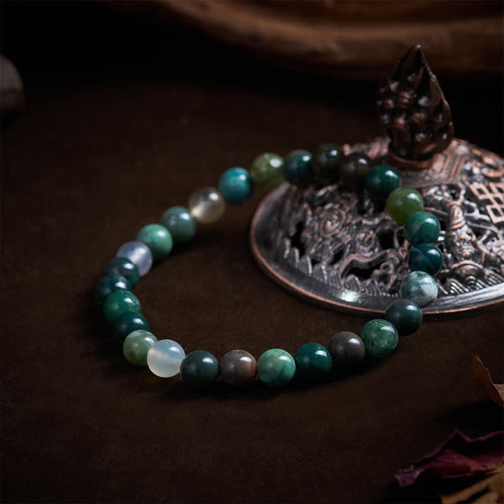 Buddha Stones Bracciale di protezione e pace in pietra naturale: diaspro sedimentario marino e agata. - image 4