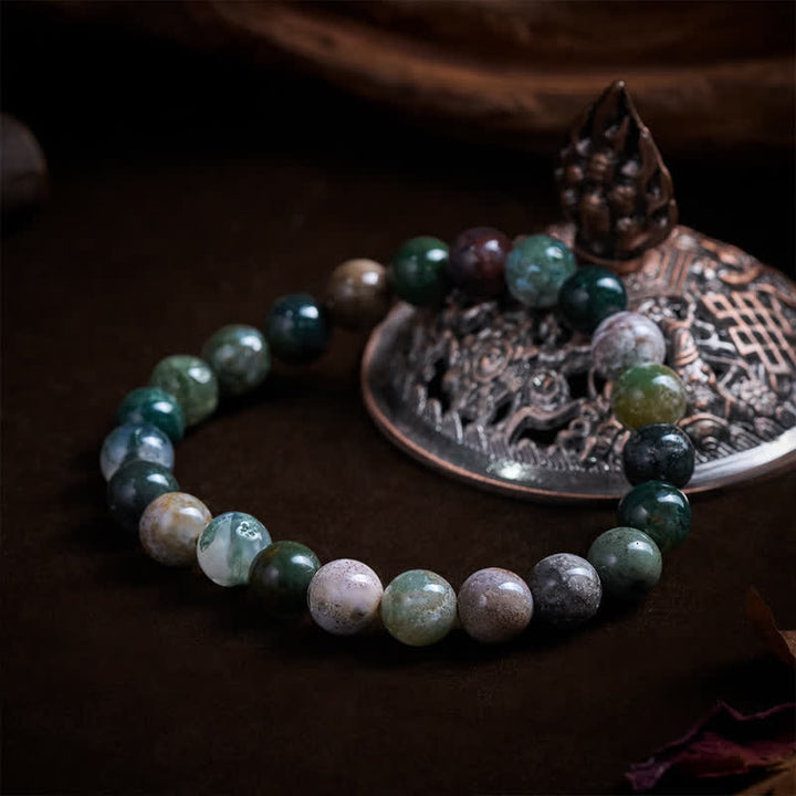 Buddha Stones Bracciale di protezione e pace in pietra naturale: diaspro sedimentario marino e agata. - image 8