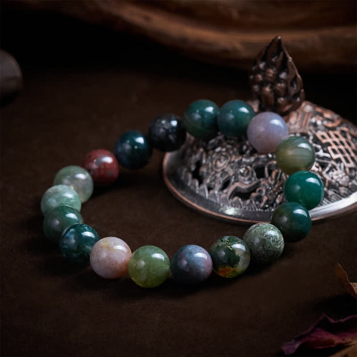 Buddha Stones Bracciale di protezione e pace in pietra naturale: diaspro sedimentario marino e agata. - image 11