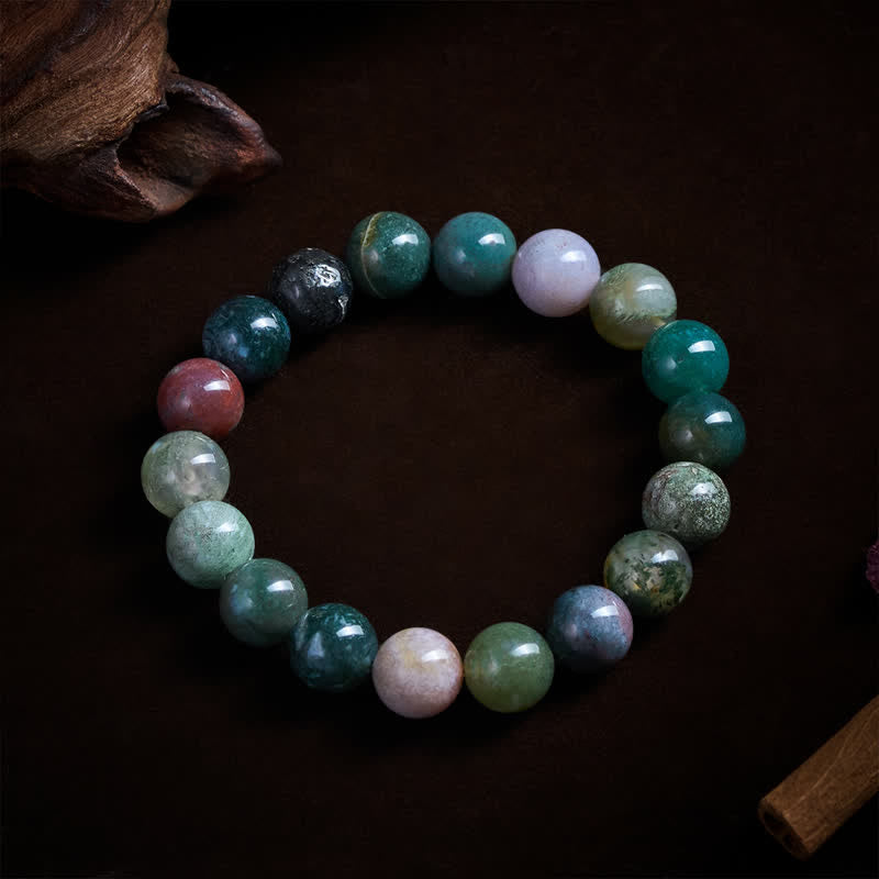 Buddha Stones Bracciale di protezione e pace in pietra naturale: diaspro sedimentario marino e agata. - 10 mm (Circonferenza del polso: 16-17 cm) - image 9
