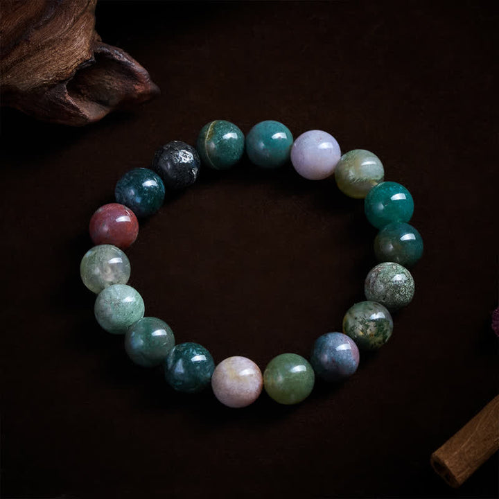 Buddha Stones Bracciale di protezione e pace in pietra naturale: diaspro sedimentario marino e agata. - 10 mm (Circonferenza del polso: 16-17 cm) - image 9