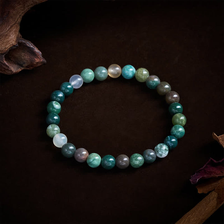 Buddha Stones Bracciale di protezione e pace in pietra naturale: diaspro sedimentario marino e agata. - image 2