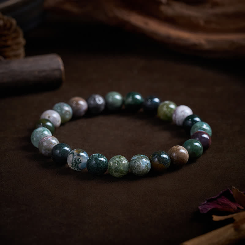 Buddha Stones Bracciale di protezione e pace in pietra naturale: diaspro sedimentario marino e agata. - 8 mm (Circonferenza del polso: 15-16 cm) - image 7