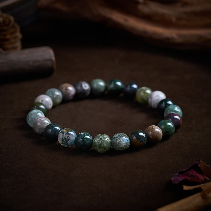 Buddha Stones Bracciale di protezione e pace in pietra naturale: diaspro sedimentario marino e agata. - 8 mm (Circonferenza del polso: 15-16 cm) - image 7