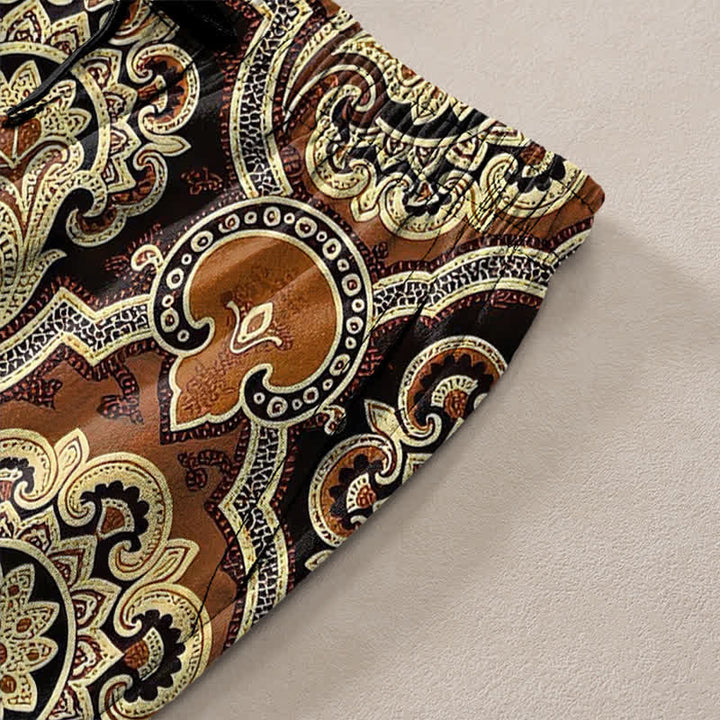 Buddha Stones Pantaloni da uomo affusolati in cotone con motivo geometrico mandala paisley e tasche. - image 2
