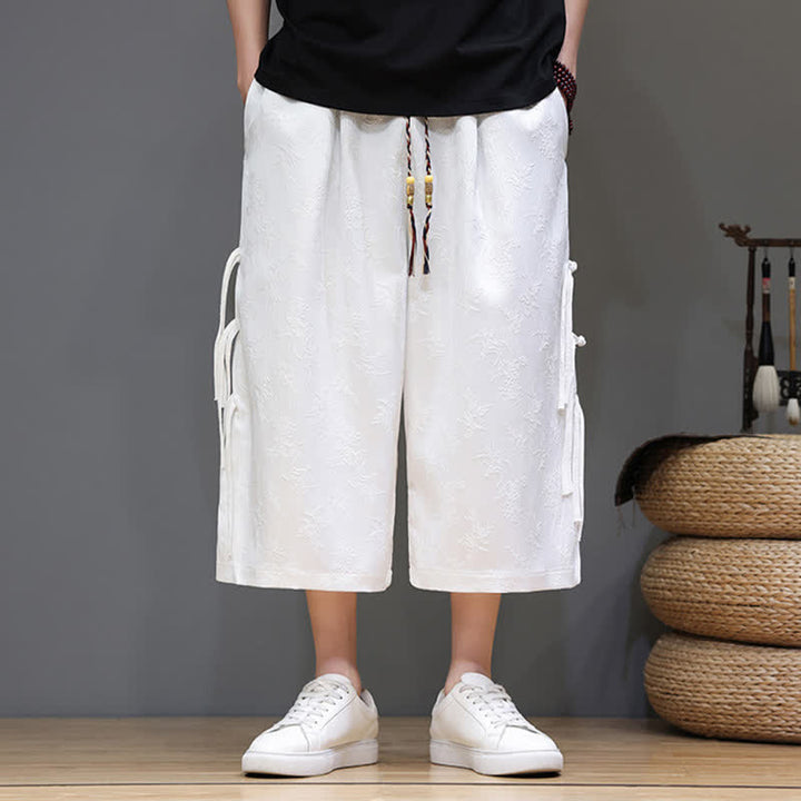 Buddha Stones Pantaloni da uomo a gamba dritta, stile estivo, con bottoni laterali a rana e tasche. - image 12