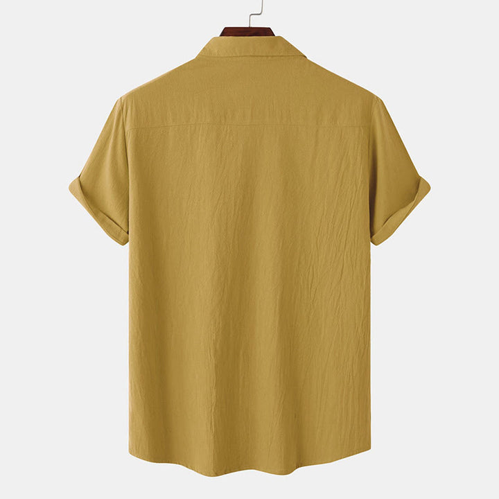 Buddha Stones Camicia da uomo estiva casual a maniche corte con bottoni e tasche decorative - image 2