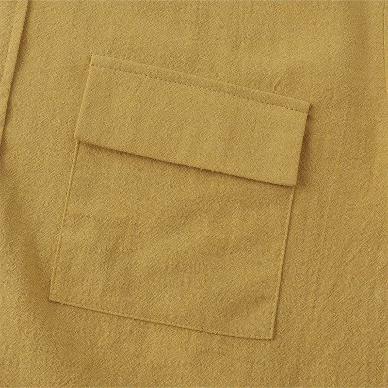 Buddha Stones Camicia da uomo estiva casual a maniche corte con bottoni e tasche decorative - image 4