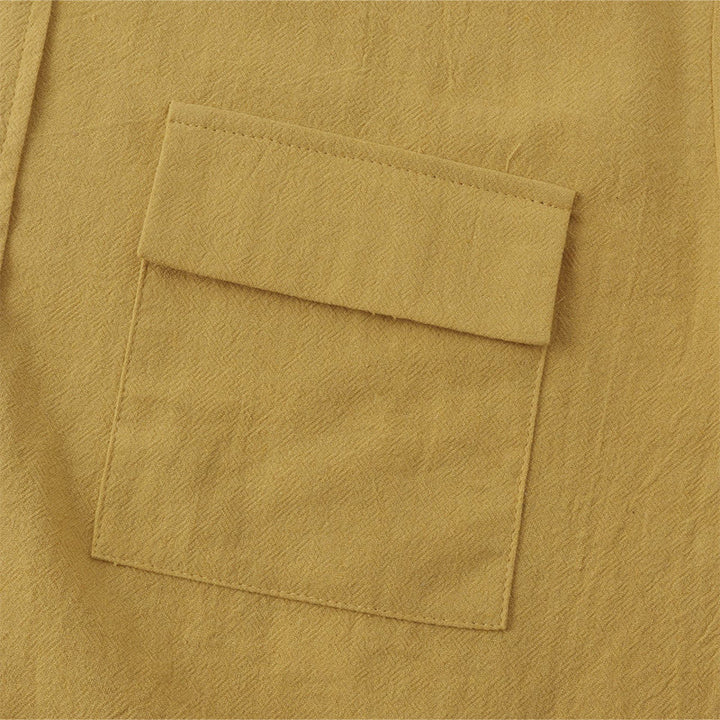 Buddha Stones Camicia da uomo estiva casual a maniche corte con bottoni e tasche decorative - image 4