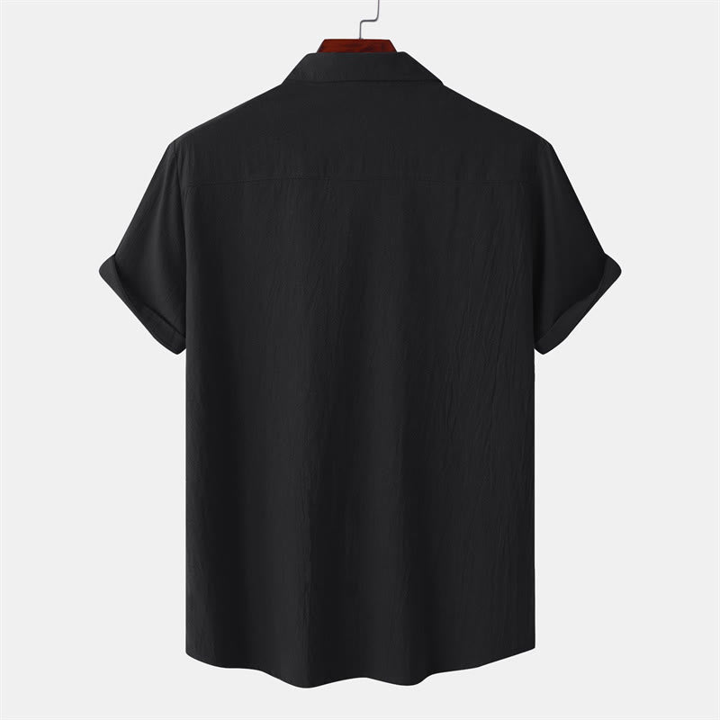 Buddha Stones Camicia da uomo estiva casual a maniche corte con bottoni e tasche decorative - image 9