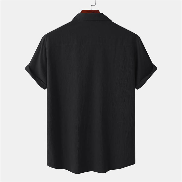Buddha Stones Camicia da uomo estiva casual a maniche corte con bottoni e tasche decorative - image 9