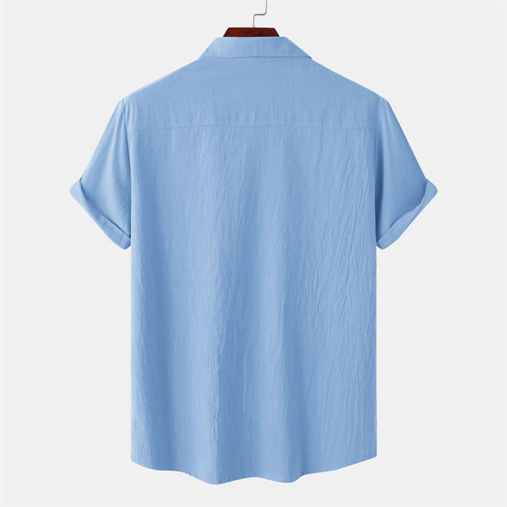 Buddha Stones Camicia da uomo estiva casual a maniche corte con bottoni e tasche decorative - image 16