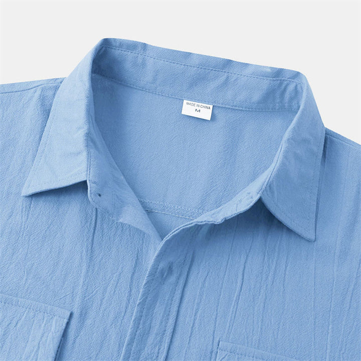 Buddha Stones Camicia da uomo estiva casual a maniche corte con bottoni e tasche decorative - image 17