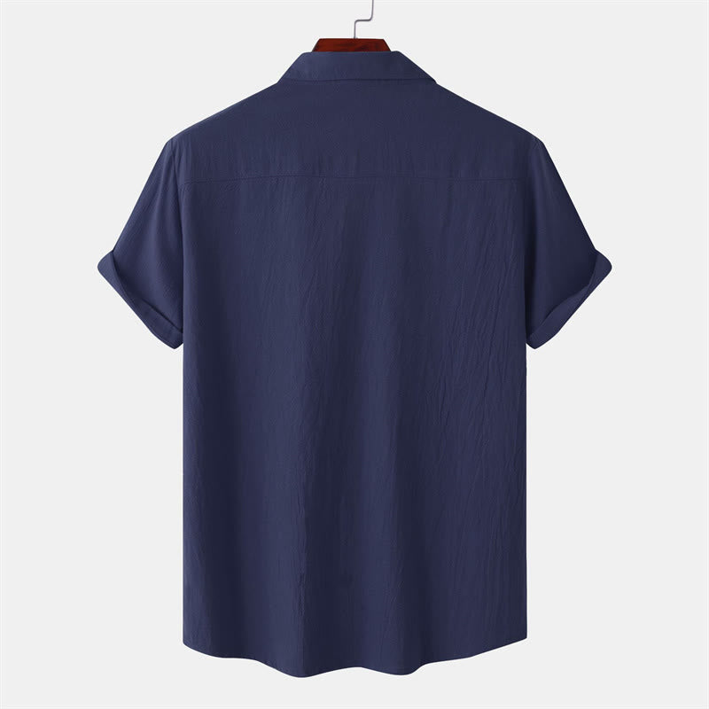 Buddha Stones Camicia da uomo estiva casual a maniche corte con bottoni e tasche decorative - image 23