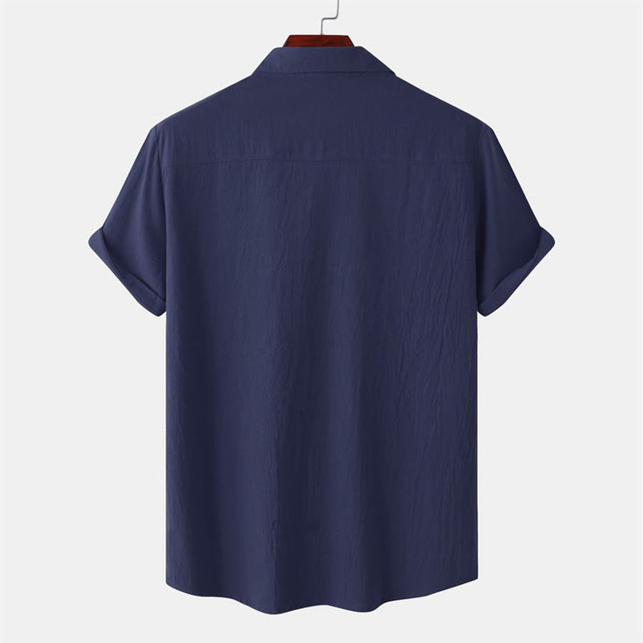 Buddha Stones Camicia da uomo estiva casual a maniche corte con bottoni e tasche decorative - image 23