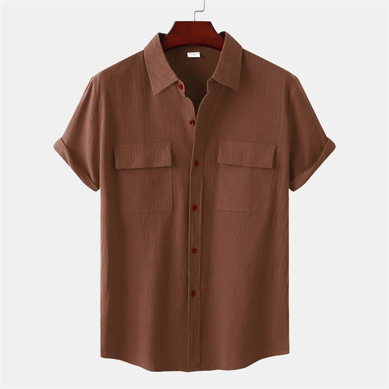 Buddha Stones Camicia da uomo estiva casual a maniche corte con bottoni e tasche decorative - Siena - US/UK/AU46, EU56 (3XL) - image 29