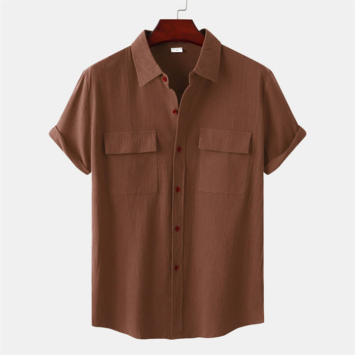 Buddha Stones Camicia da uomo estiva casual a maniche corte con bottoni e tasche decorative - Siena - US/UK/AU46, EU56 (3XL) - image 29