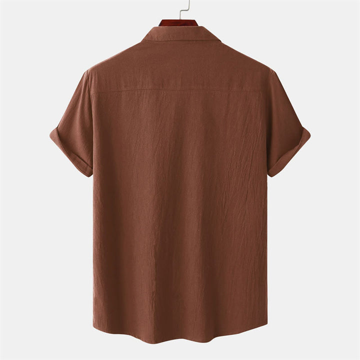 Buddha Stones Camicia da uomo estiva casual a maniche corte con bottoni e tasche decorative - image 30