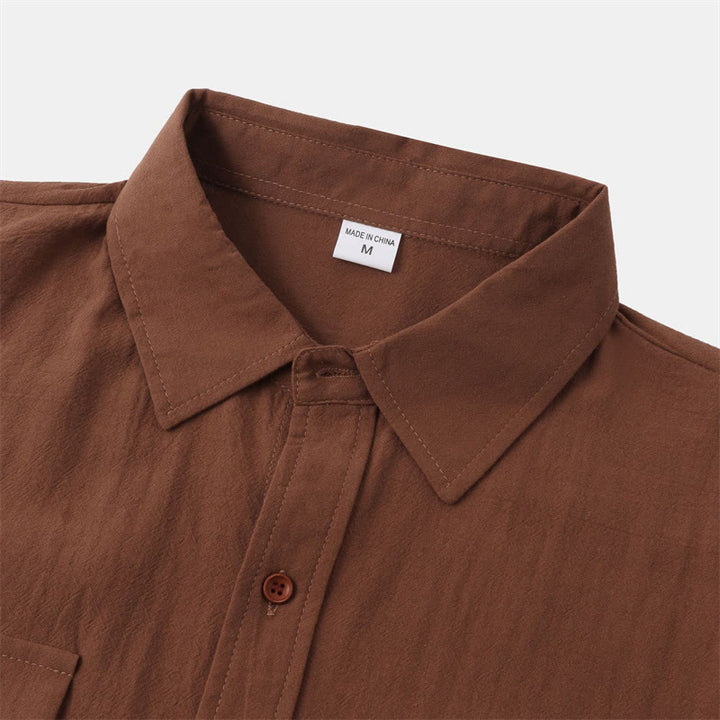 Buddha Stones Camicia da uomo estiva casual a maniche corte con bottoni e tasche decorative - image 32