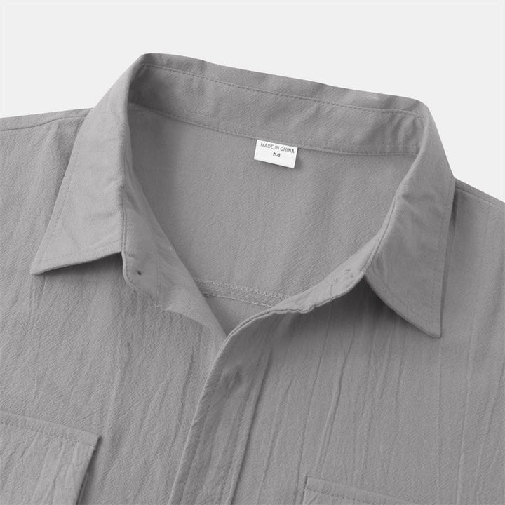 Buddha Stones Camicia da uomo estiva casual a maniche corte con bottoni e tasche decorative - image 38