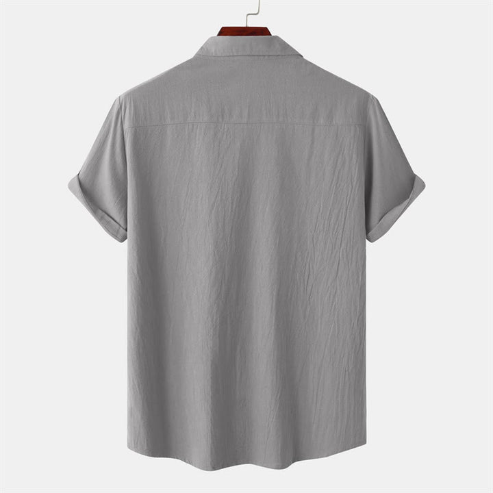 Buddha Stones Camicia da uomo estiva casual a maniche corte con bottoni e tasche decorative - image 37
