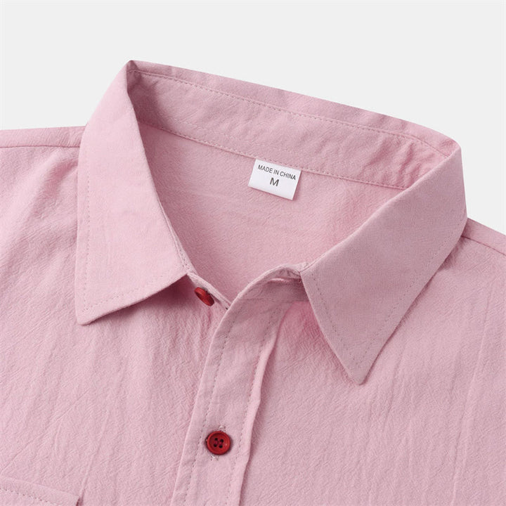 Buddha Stones Camicia da uomo estiva casual a maniche corte con bottoni e tasche decorative - image 45