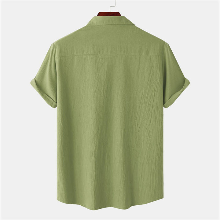 Buddha Stones Camicia da uomo estiva casual a maniche corte con bottoni e tasche decorative - image 65