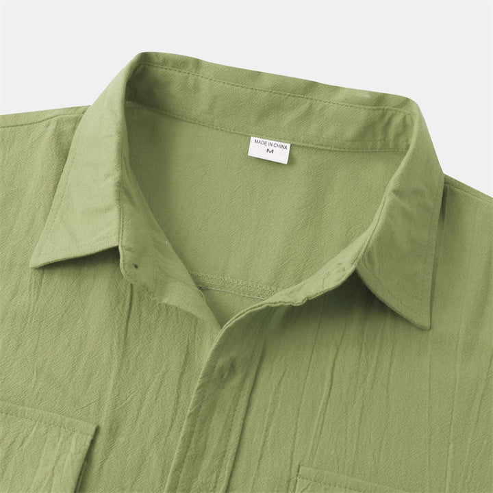 Buddha Stones Camicia da uomo estiva casual a maniche corte con bottoni e tasche decorative - image 66