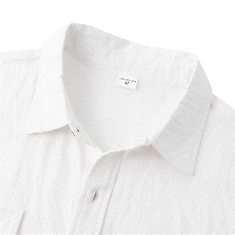 Buddha Stones Camicia da uomo estiva casual a maniche corte con bottoni e tasche decorative - image 80