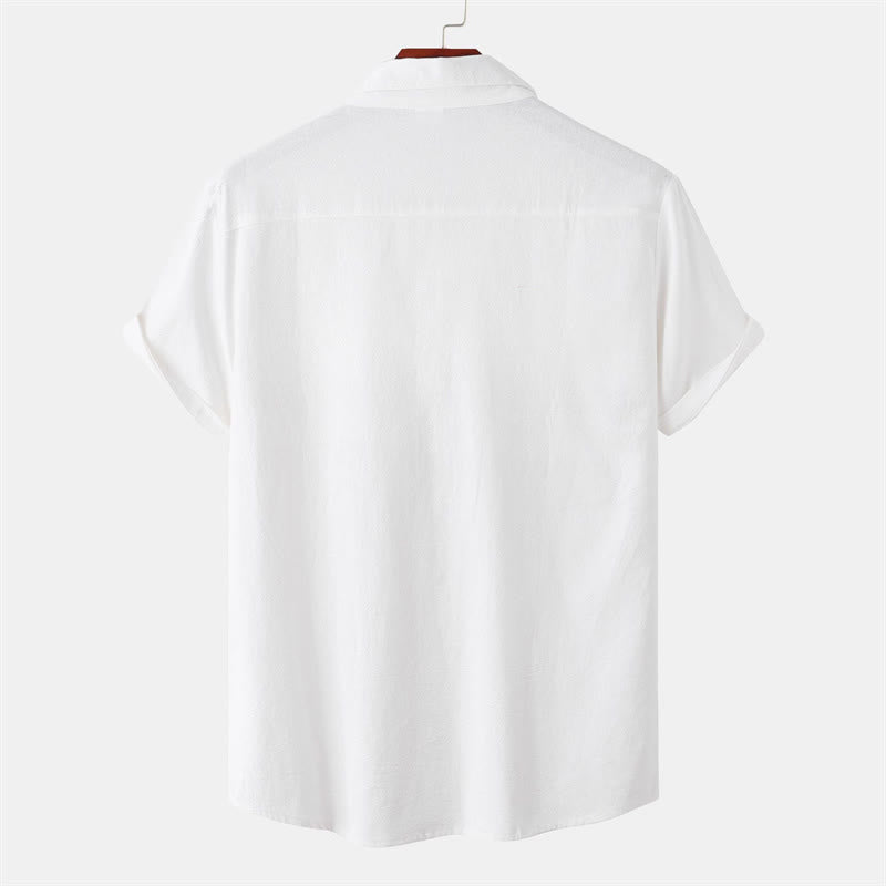 Buddha Stones Camicia da uomo estiva casual a maniche corte con bottoni e tasche decorative - image 79