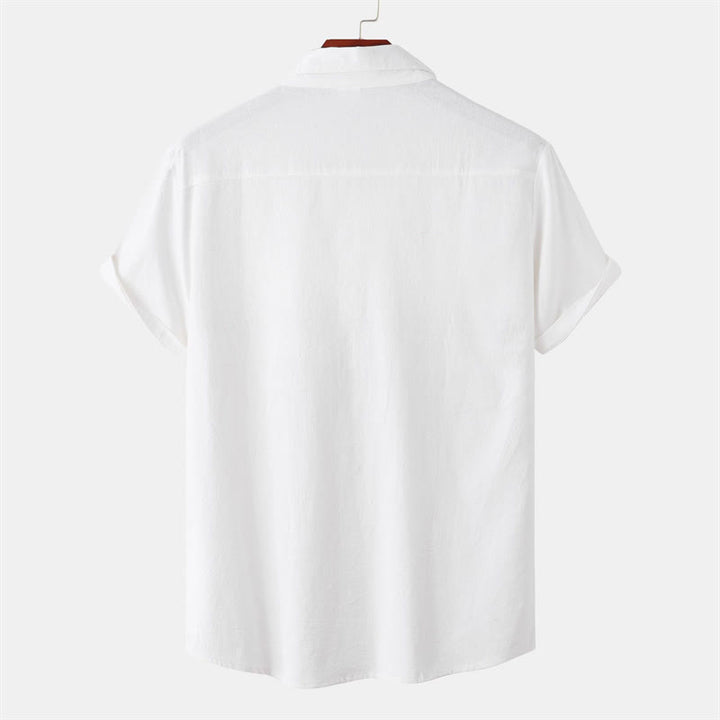 Buddha Stones Camicia da uomo estiva casual a maniche corte con bottoni e tasche decorative - image 79