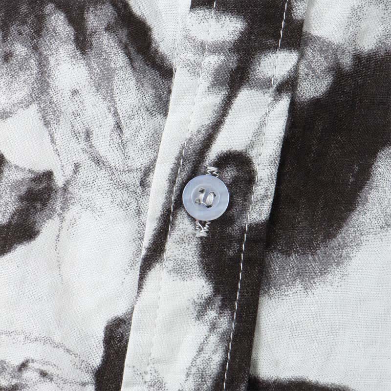 Buddha Stones Camicia da uomo a maniche corte, estiva, casual, con bottoni e stampa a inchiostro. - image 5