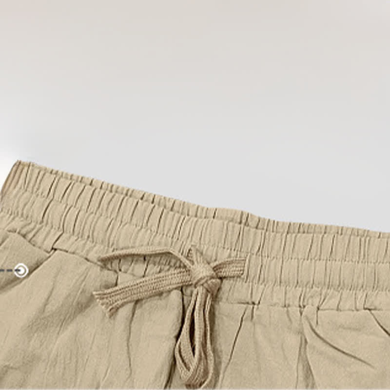 Pantaloncini Bermuda da uomo a gamba dritta con coulisse e spacchi laterali, modello Buddha Stones Summer Casual, con tasche. - image 5