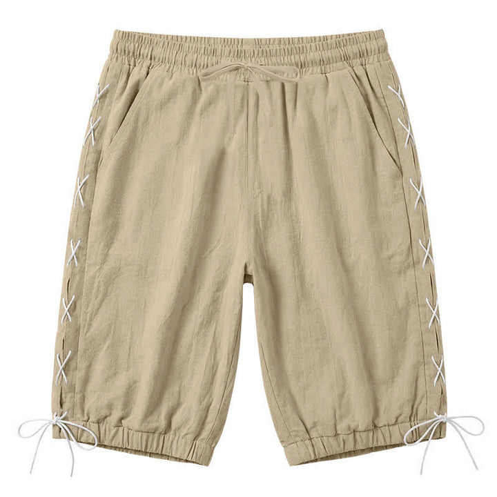 Pantaloncini Bermuda da uomo a gamba dritta con coulisse e spacchi laterali, modello Buddha Stones Summer Casual, con tasche. - Tan - US/UK/AU44，EU54 (3XL) - image 0