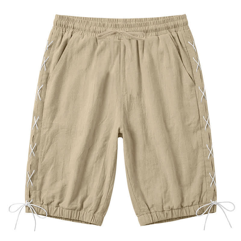 Pantaloncini Bermuda da uomo a gamba dritta con coulisse e spacchi laterali, modello Buddha Stones Summer Casual, con tasche. - Tan - US/UK/AU44，EU54 (3XL) - image 0