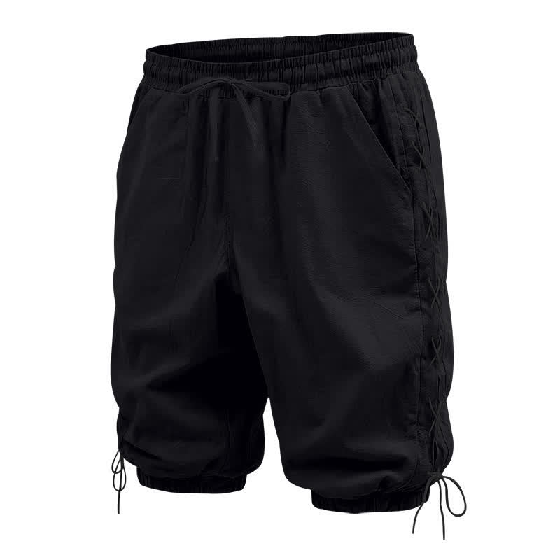 Pantaloncini Bermuda da uomo a gamba dritta con coulisse e spacchi laterali, modello Buddha Stones Summer Casual, con tasche. - image 10