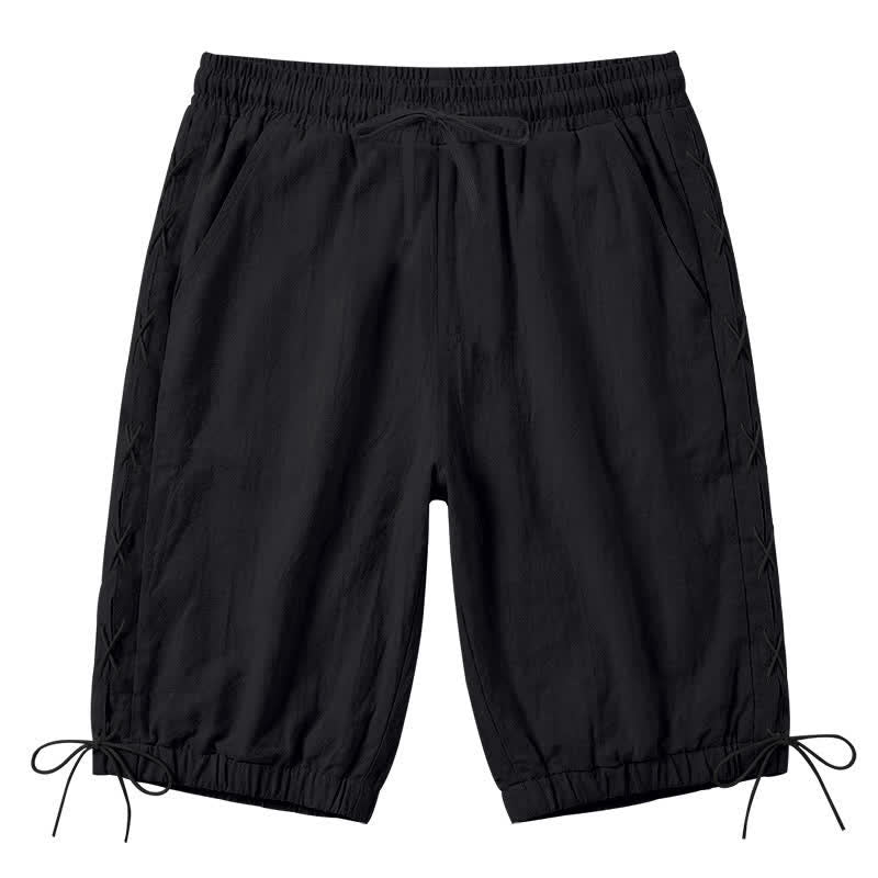 Pantaloncini Bermuda da uomo a gamba dritta con coulisse e spacchi laterali, modello Buddha Stones Summer Casual, con tasche. - Nero - US/UK/AU44，EU54 (3XL) - image 9