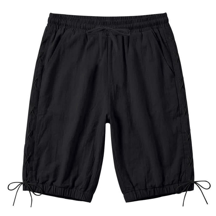 Pantaloncini Bermuda da uomo a gamba dritta con coulisse e spacchi laterali, modello Buddha Stones Summer Casual, con tasche. - Nero - US/UK/AU44，EU54 (3XL) - image 9