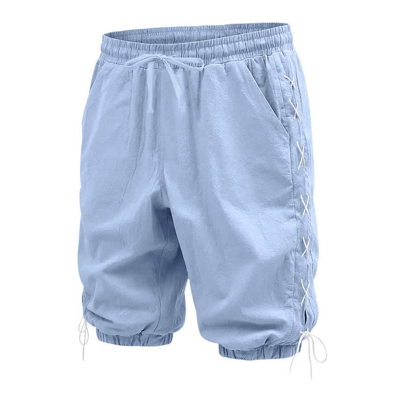 Pantaloncini Bermuda da uomo a gamba dritta con coulisse e spacchi laterali, modello Buddha Stones Summer Casual, con tasche. - image 17