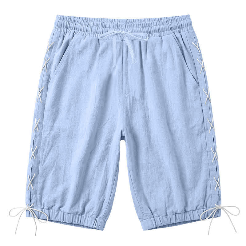 Pantaloncini Bermuda da uomo a gamba dritta con coulisse e spacchi laterali, modello Buddha Stones Summer Casual, con tasche. - Azzurro chiaro - US/UK/AU44，EU54 (3XL) - image 16