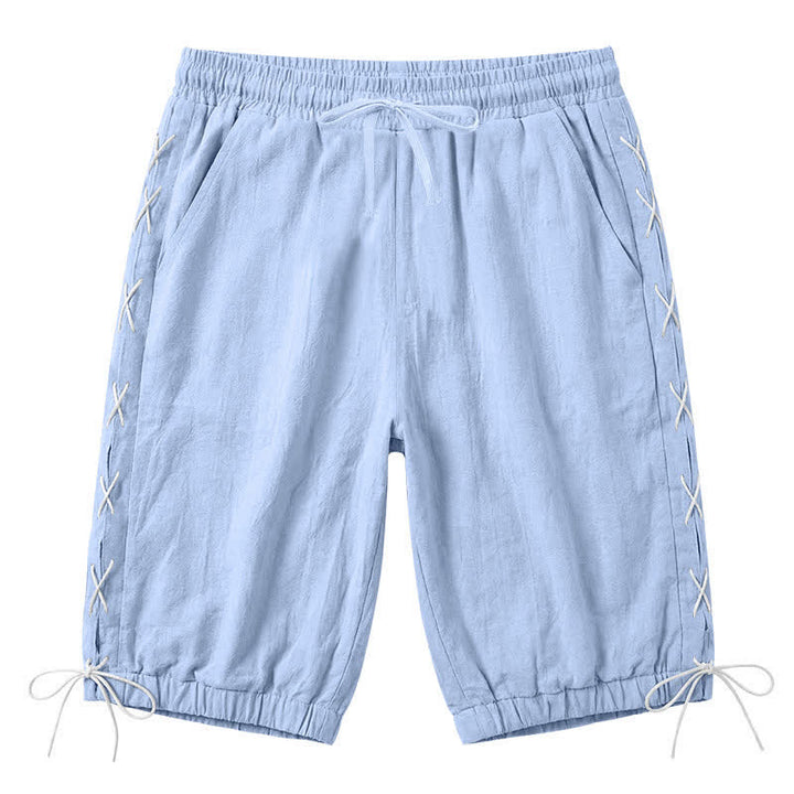 Pantaloncini Bermuda da uomo a gamba dritta con coulisse e spacchi laterali, modello Buddha Stones Summer Casual, con tasche. - Azzurro chiaro - US/UK/AU44，EU54 (3XL) - image 16