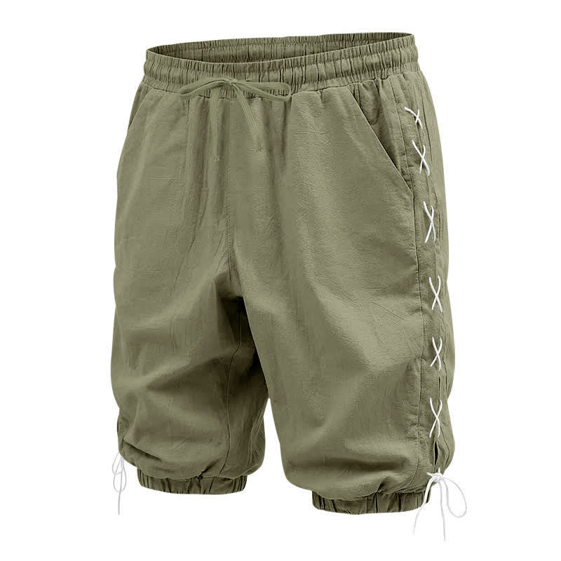 Pantaloncini Bermuda da uomo a gamba dritta con coulisse e spacchi laterali, modello Buddha Stones Summer Casual, con tasche. - image 26