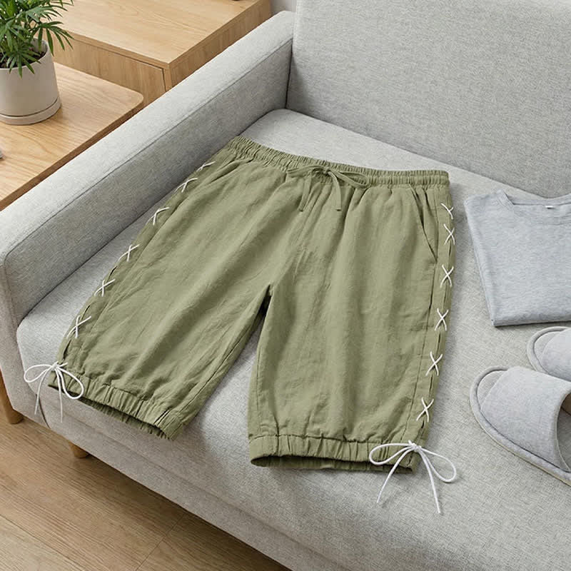 Pantaloncini Bermuda da uomo a gamba dritta con coulisse e spacchi laterali, modello Buddha Stones Summer Casual, con tasche. - image 28
