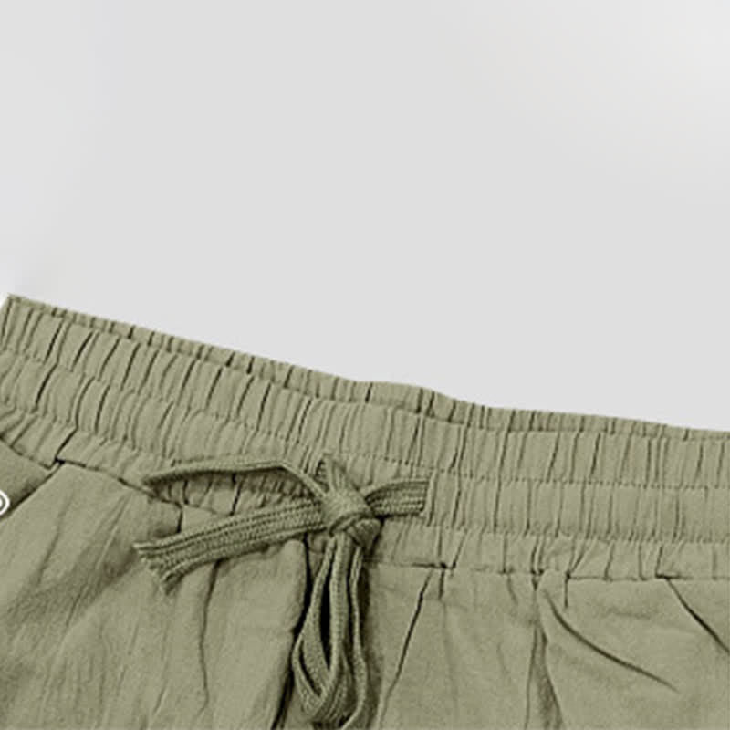 Pantaloncini Bermuda da uomo a gamba dritta con coulisse e spacchi laterali, modello Buddha Stones Summer Casual, con tasche. - image 30
