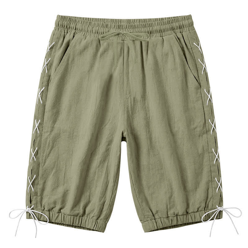 Pantaloncini Bermuda da uomo a gamba dritta con coulisse e spacchi laterali, modello Buddha Stones Summer Casual, con tasche. - Verde oliva - US/UK/AU44，EU54 (3XL) - image 25