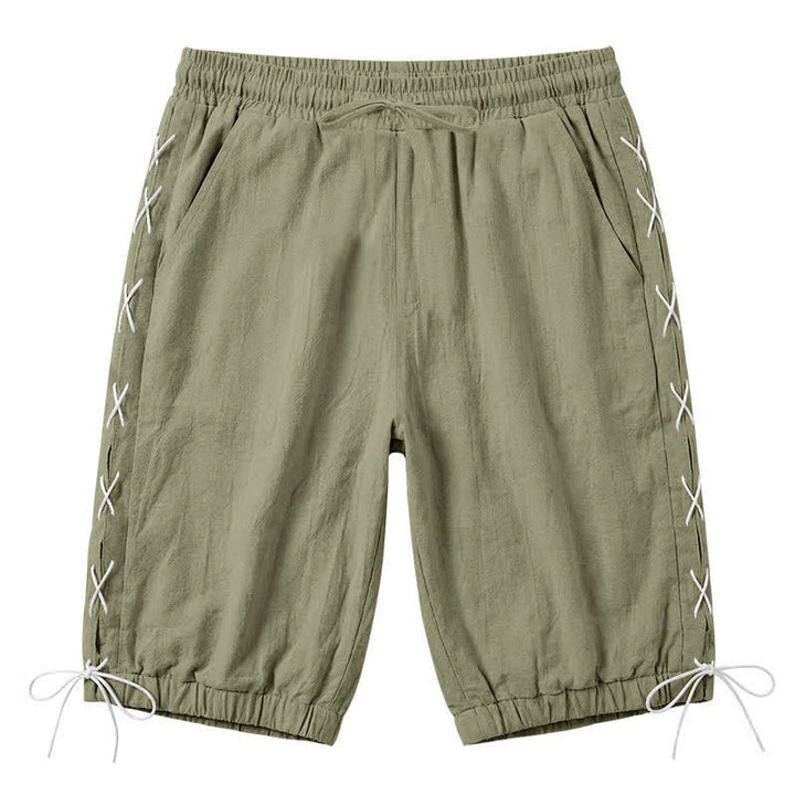Pantaloncini Bermuda da uomo a gamba dritta con coulisse e spacchi laterali, modello Buddha Stones Summer Casual, con tasche. - Verde oliva - US/UK/AU44，EU54 (3XL) - image 25